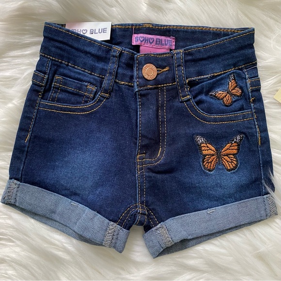 NWT Denim Jean Shorts - Butterflies - Soho Blue - 3T - Picture 1 of 6